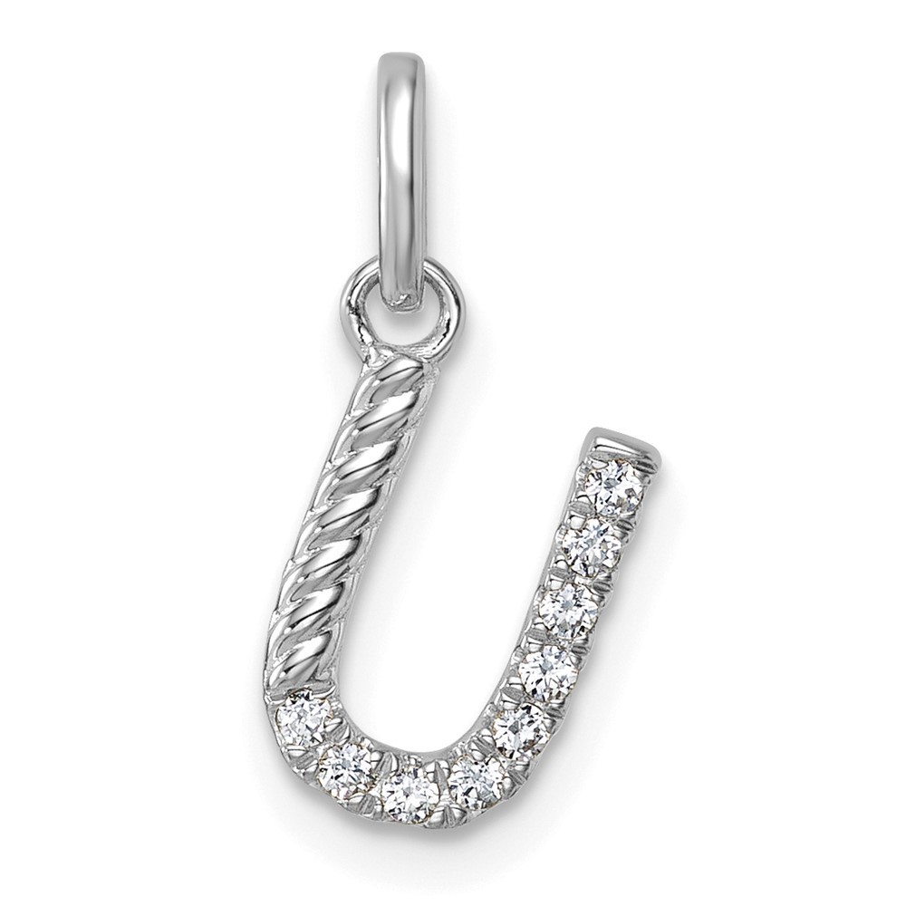 14k White Gold Twisted .10 Ct. Diamond Initial U Charm